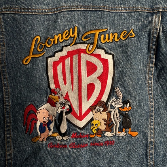 Looney Tunes Vintage Classic Wear Denim Jacket Warner Bros Embroidered Youth M - Picture 7 of 11